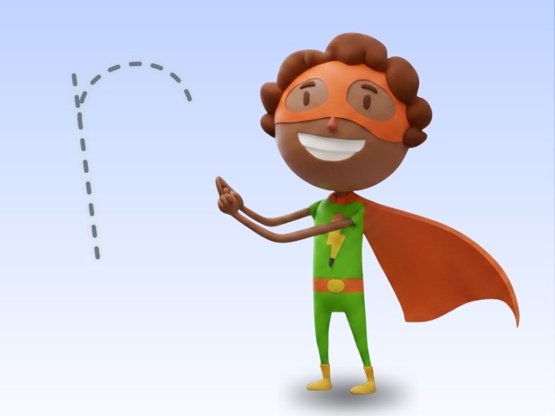 Superhero character demonstrating movement
